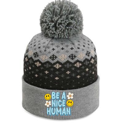 Be A Nice Human Cute Smile Retro The Baniff Cuffed Pom Beanie