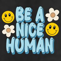 Be A Nice Human Cute Smile Retro 7 Panel Mesh Trucker Snapback Hat
