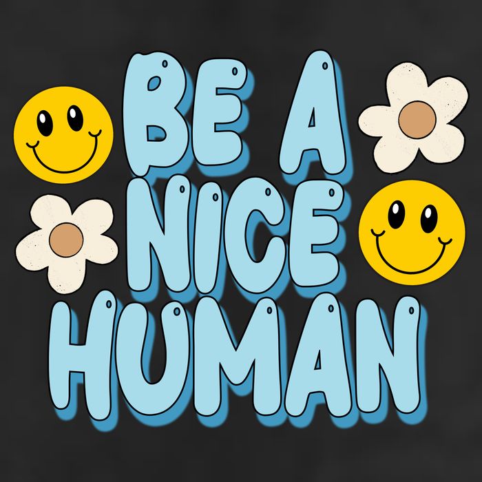 Be A Nice Human Cute Smile Retro 7 Panel Mesh Trucker Snapback Hat