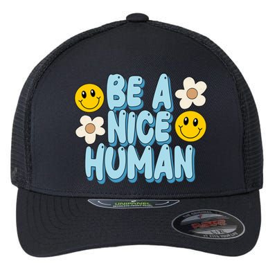 Be A Nice Human Cute Smile Retro Flexfit Unipanel Trucker Cap