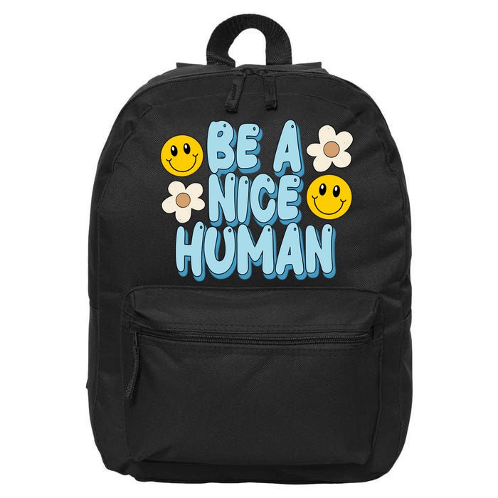 Be A Nice Human Cute Smile Retro 16 in Basic Backpack