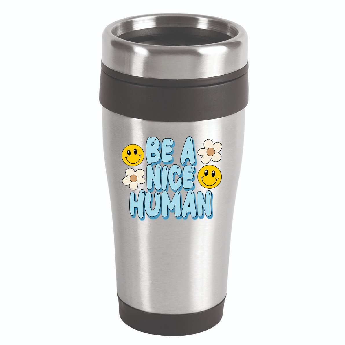 Be A Nice Human Cute Smile Retro 16oz Travel Tumbler