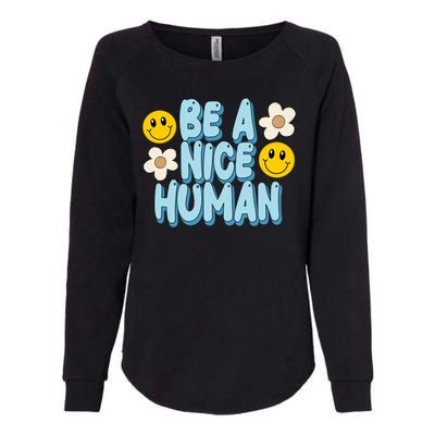 Be A Nice Human Cute Smile Retro Womens California Wash Sweatshirt