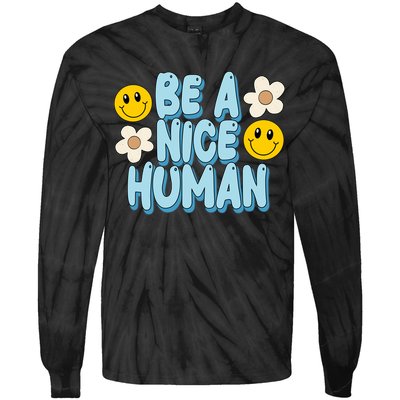 Be A Nice Human Cute Smile Retro Tie-Dye Long Sleeve Shirt