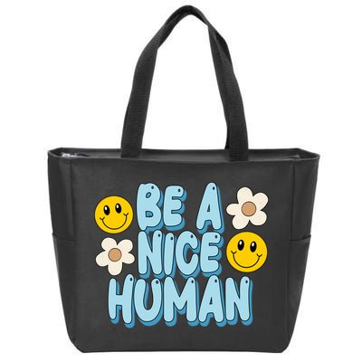 Be A Nice Human Cute Smile Retro Zip Tote Bag