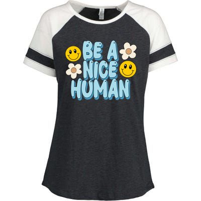 Be A Nice Human Cute Smile Retro Enza Ladies Jersey Colorblock Tee