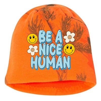 Be A Nice Human Cute Smile Retro Kati - Camo Knit Beanie