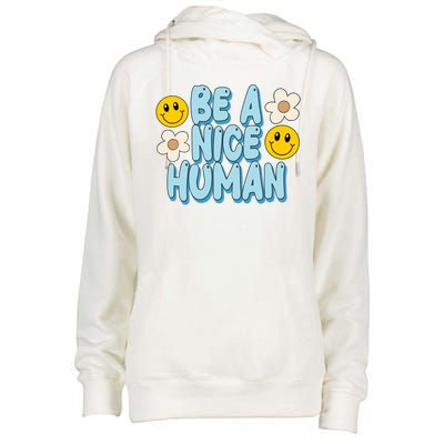 Be A Nice Human Cute Smile Retro Womens Funnel Neck Pullover Hood