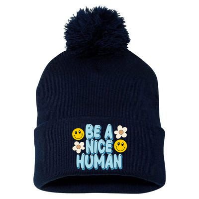 Be A Nice Human Cute Smile Retro Pom Pom 12in Knit Beanie