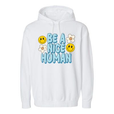 Be A Nice Human Cute Smile Retro Garment-Dyed Fleece Hoodie