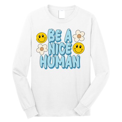 Be A Nice Human Cute Smile Retro Long Sleeve Shirt