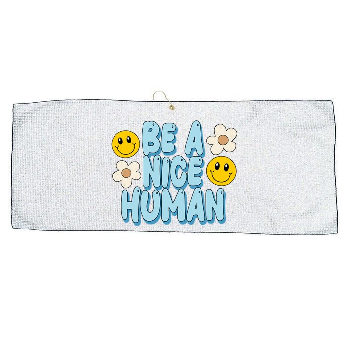 Be A Nice Human Cute Smile Retro Large Microfiber Waffle Golf Towel