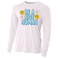 Be A Nice Human Cute Smile Retro Cooling Performance Long Sleeve Crew