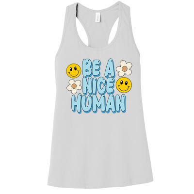 Be A Nice Human Cute Smile Retro Women's Racerback Tank