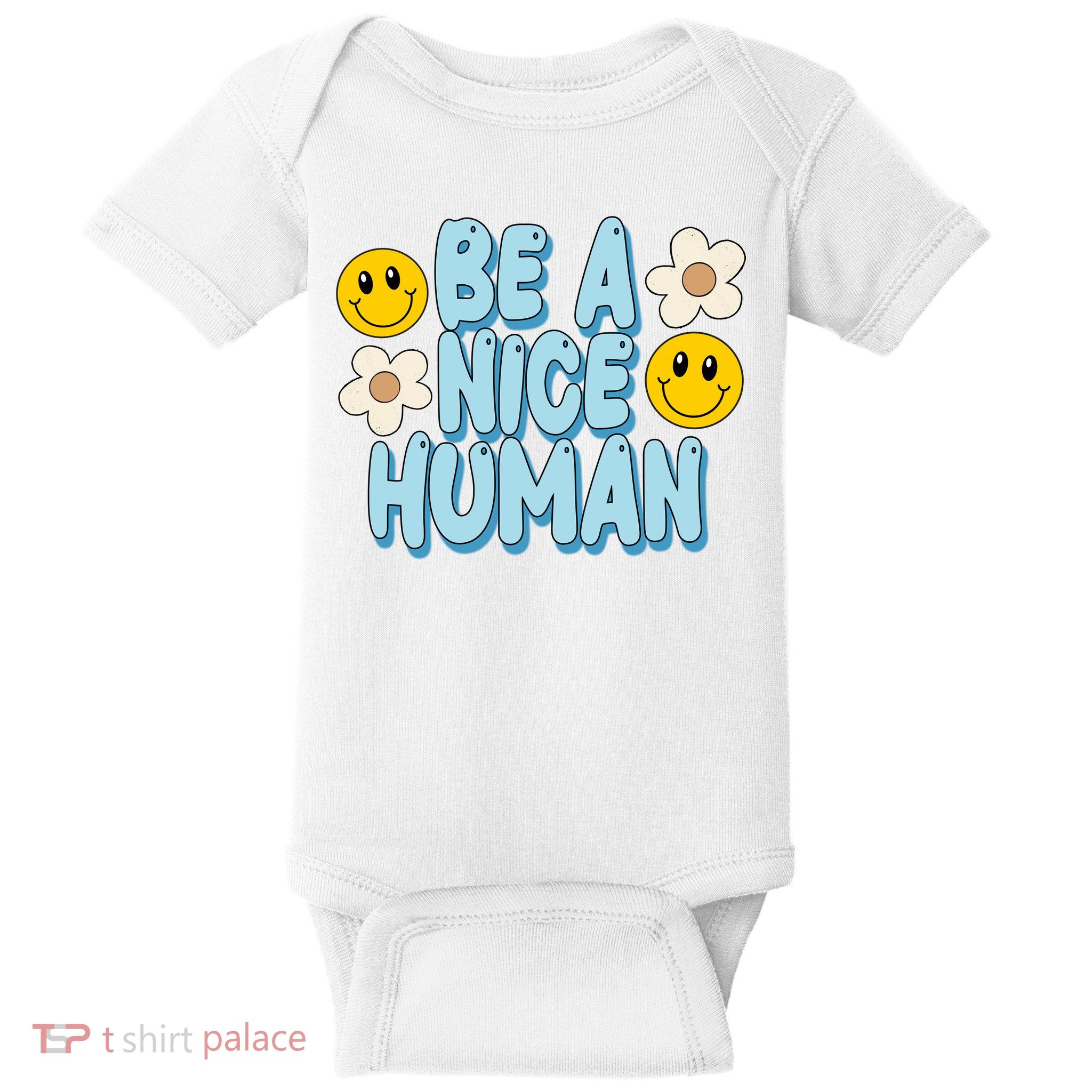 Be A Nice Human Cute Smile Retro Baby Bodysuit