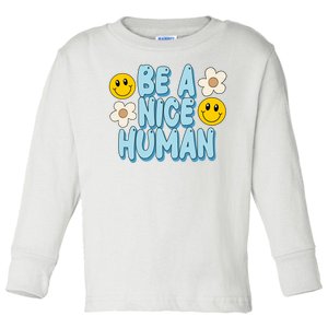 Be A Nice Human Cute Smile Retro Toddler Long Sleeve Shirt