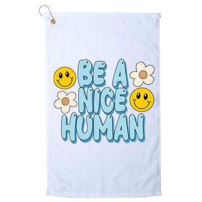 Be A Nice Human Cute Smile Retro Platinum Collection Golf Towel