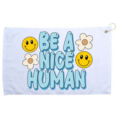 Be A Nice Human Cute Smile Retro Grommeted Golf Towel