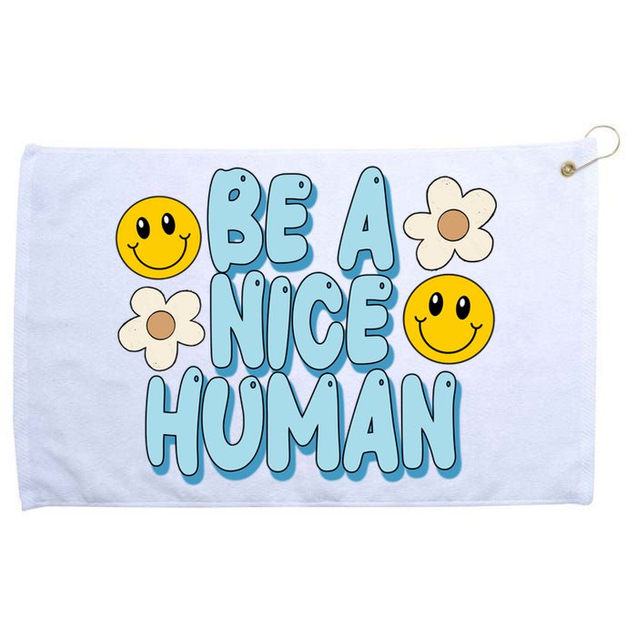 Be A Nice Human Cute Smile Retro Grommeted Golf Towel