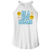 Be A Nice Human Cute Smile Retro Women’s Perfect Tri Rocker Tank