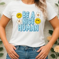 Be A Nice Human Cute Smile Retro Womens T-Shirt