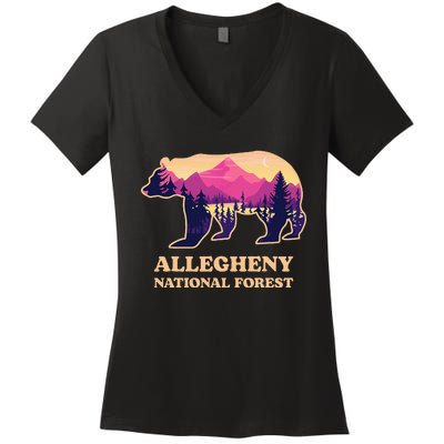 Bear Allegheny National Forest Pennsylvania Hiking Souvenirs Women's V-Neck T-Shirt