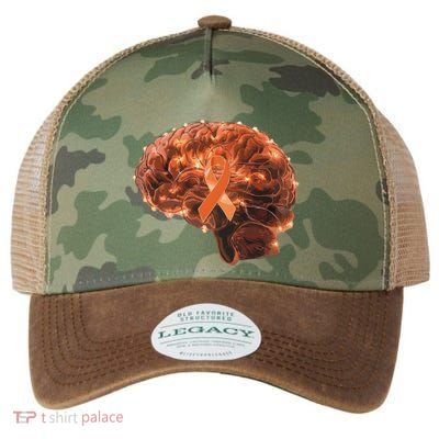 Brain Art Orange Ribbon Multiple Sclerosis Awareness Gift Legacy Tie Dye Trucker Hat