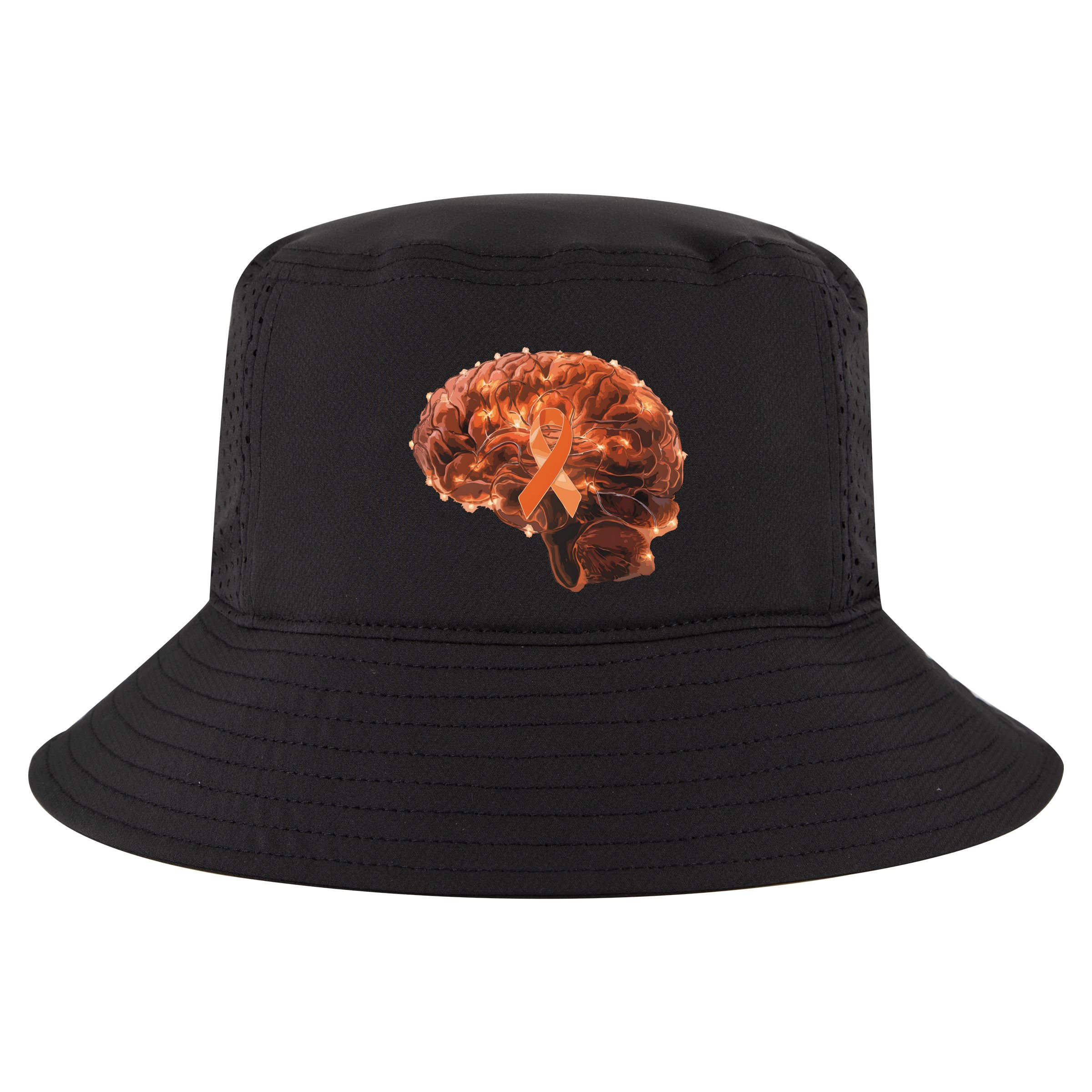 Brain Art Orange Ribbon Multiple Sclerosis Awareness Gift Cool Comfort Performance Bucket Hat