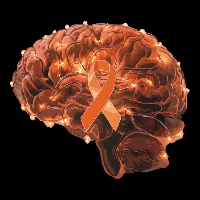 Brain Art Orange Ribbon Multiple Sclerosis Awareness Gift Cooling Performance Crew T-Shirt