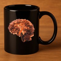 Brain Art Orange Ribbon Multiple Sclerosis Awareness Gift 11oz C Handle Ceramic Mug