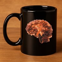 Brain Art Orange Ribbon Multiple Sclerosis Awareness Gift 11oz C Handle Ceramic Mug