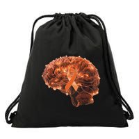 Brain Art Orange Ribbon Multiple Sclerosis Awareness Gift Drawstring Bag