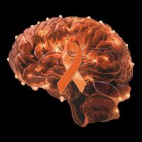 Brain Art Orange Ribbon Multiple Sclerosis Awareness Gift Drawstring Bag