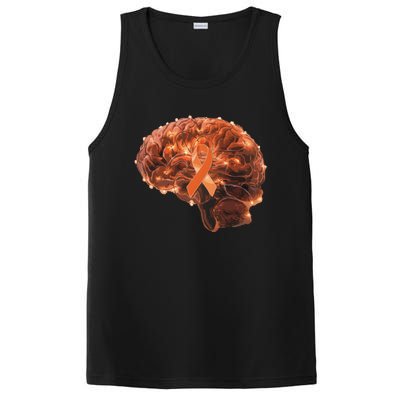 Brain Art Orange Ribbon Multiple Sclerosis Awareness Gift PosiCharge Competitor Tank