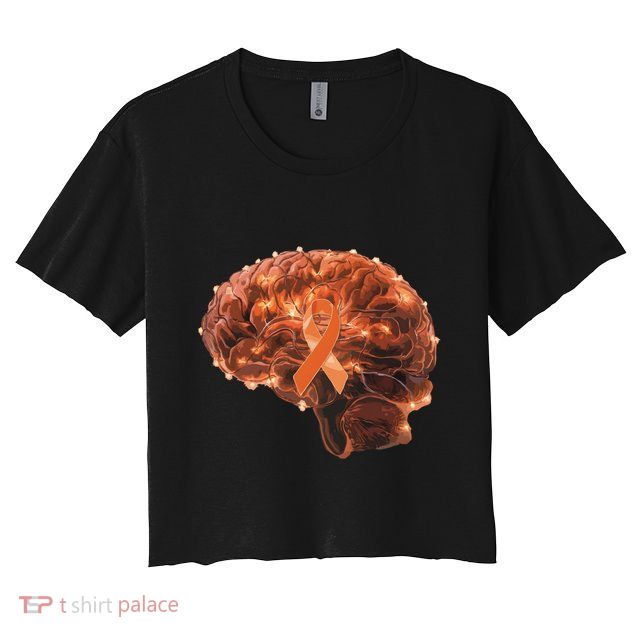 Brain Art Orange Ribbon Multiple Sclerosis Awareness Gift Crop Top
