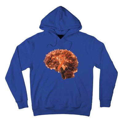 Brain Art Orange Ribbon Multiple Sclerosis Awareness Gift Hoodie