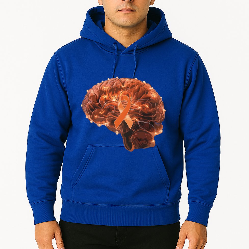 Brain Art Orange Ribbon Multiple Sclerosis Awareness Gift Hoodie