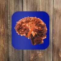 Brain Art Orange Ribbon Multiple Sclerosis Awareness Gift Coaster