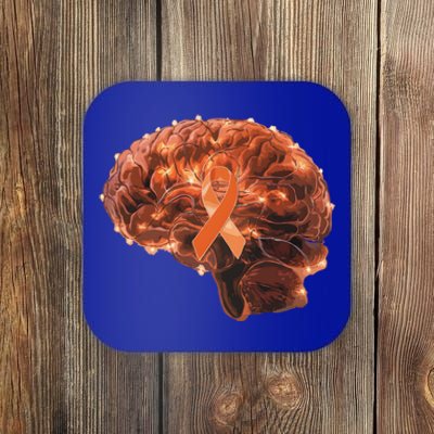 Brain Art Orange Ribbon Multiple Sclerosis Awareness Gift Coaster