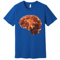 Brain Art Orange Ribbon Multiple Sclerosis Awareness Gift Premium T-Shirt