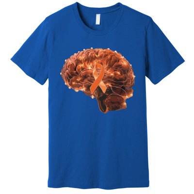 Brain Art Orange Ribbon Multiple Sclerosis Awareness Gift Premium T-Shirt