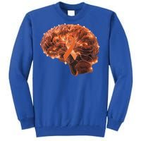 Brain Art Orange Ribbon Multiple Sclerosis Awareness Gift Tall Sweatshirt