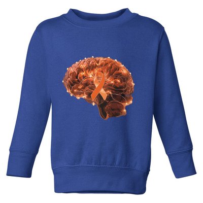 Brain Art Orange Ribbon Multiple Sclerosis Awareness Gift Toddler Sweatshirt