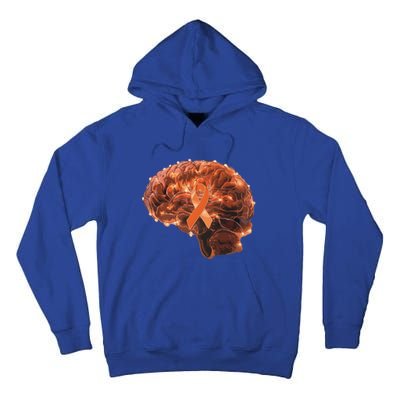 Brain Art Orange Ribbon Multiple Sclerosis Awareness Gift Tall Hoodie