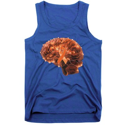 Brain Art Orange Ribbon Multiple Sclerosis Awareness Gift Tank Top