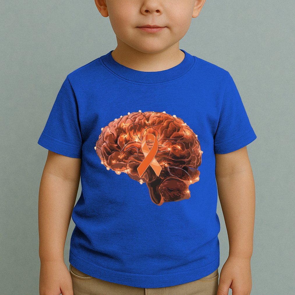 Brain Art Orange Ribbon Multiple Sclerosis Awareness Gift Toddler T-Shirt