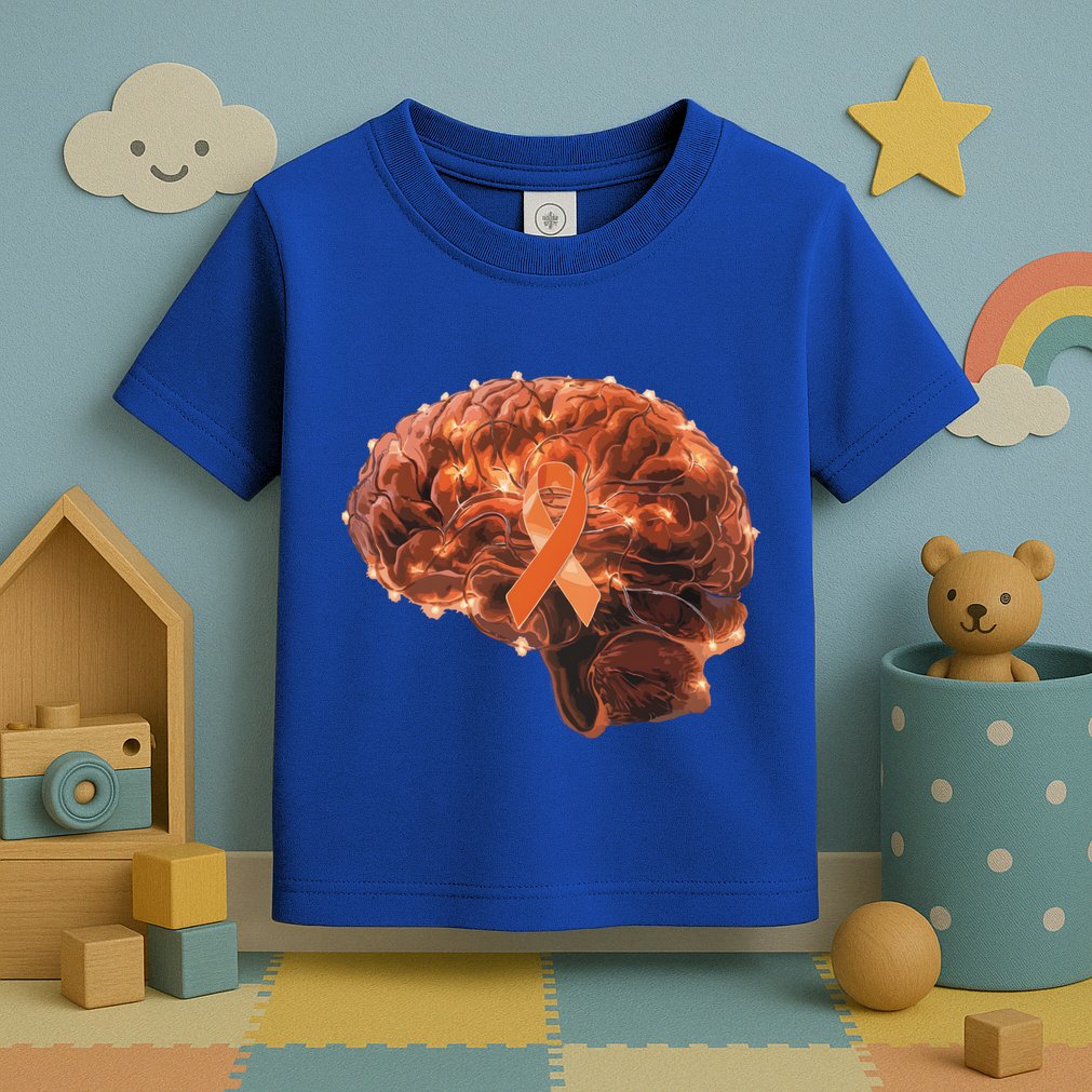 Brain Art Orange Ribbon Multiple Sclerosis Awareness Gift Toddler T-Shirt