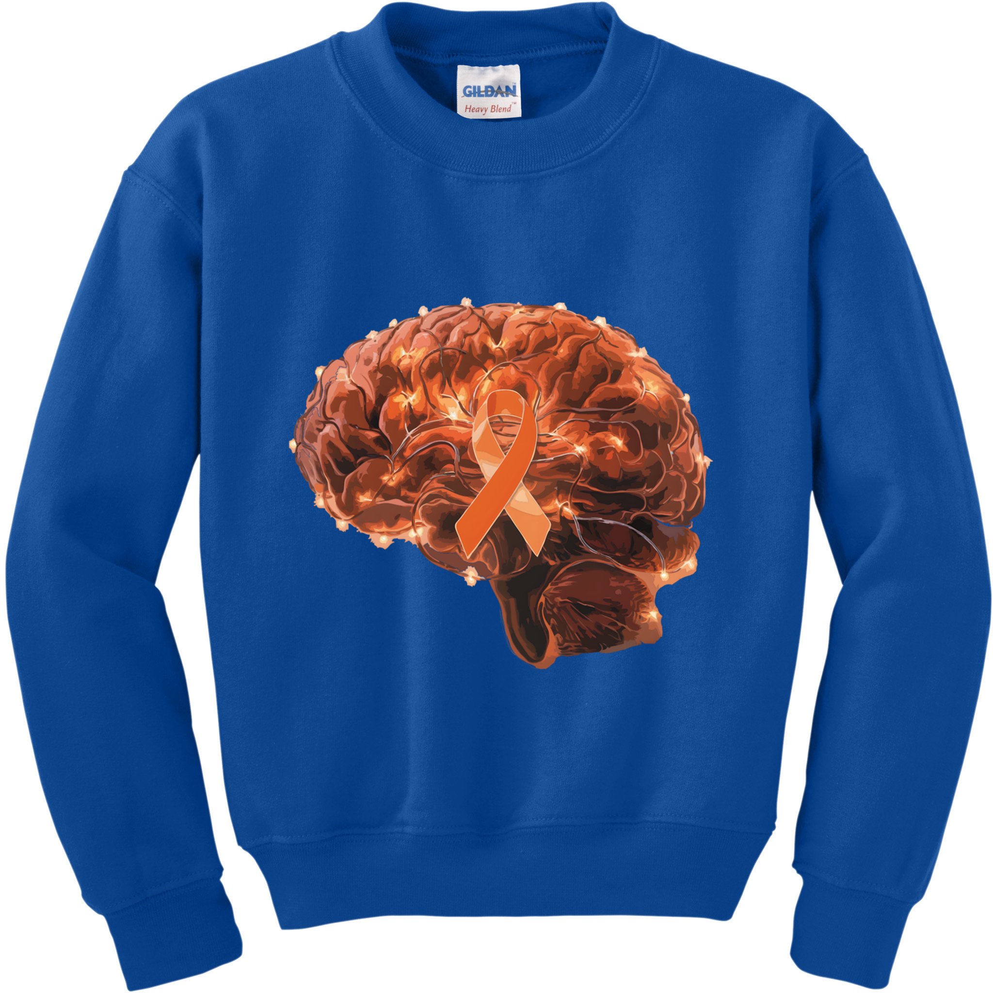 Brain Art Orange Ribbon Multiple Sclerosis Awareness Gift Kids Sweatshirt