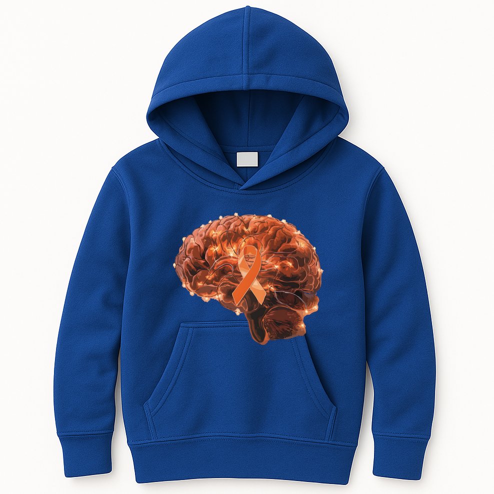 Brain Art Orange Ribbon Multiple Sclerosis Awareness Gift Kids Hoodie
