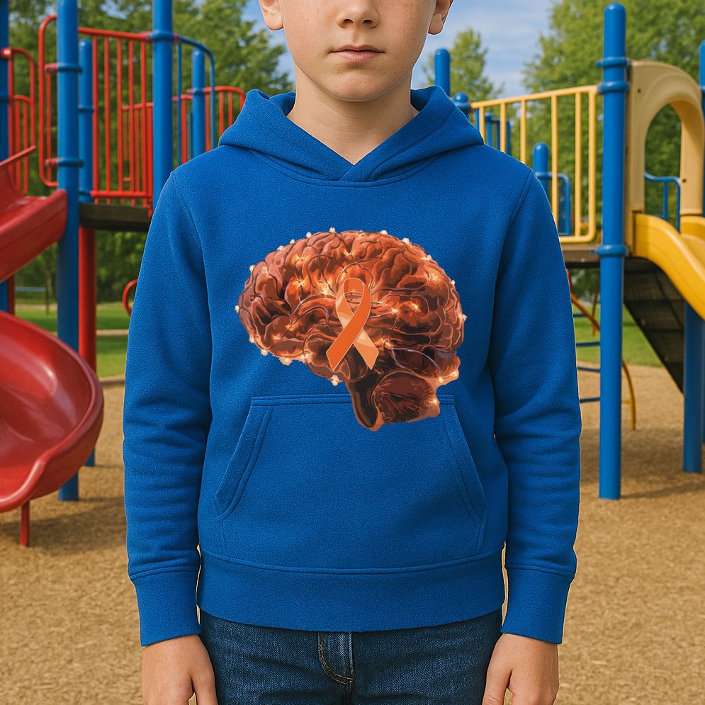 Brain Art Orange Ribbon Multiple Sclerosis Awareness Gift Kids Hoodie
